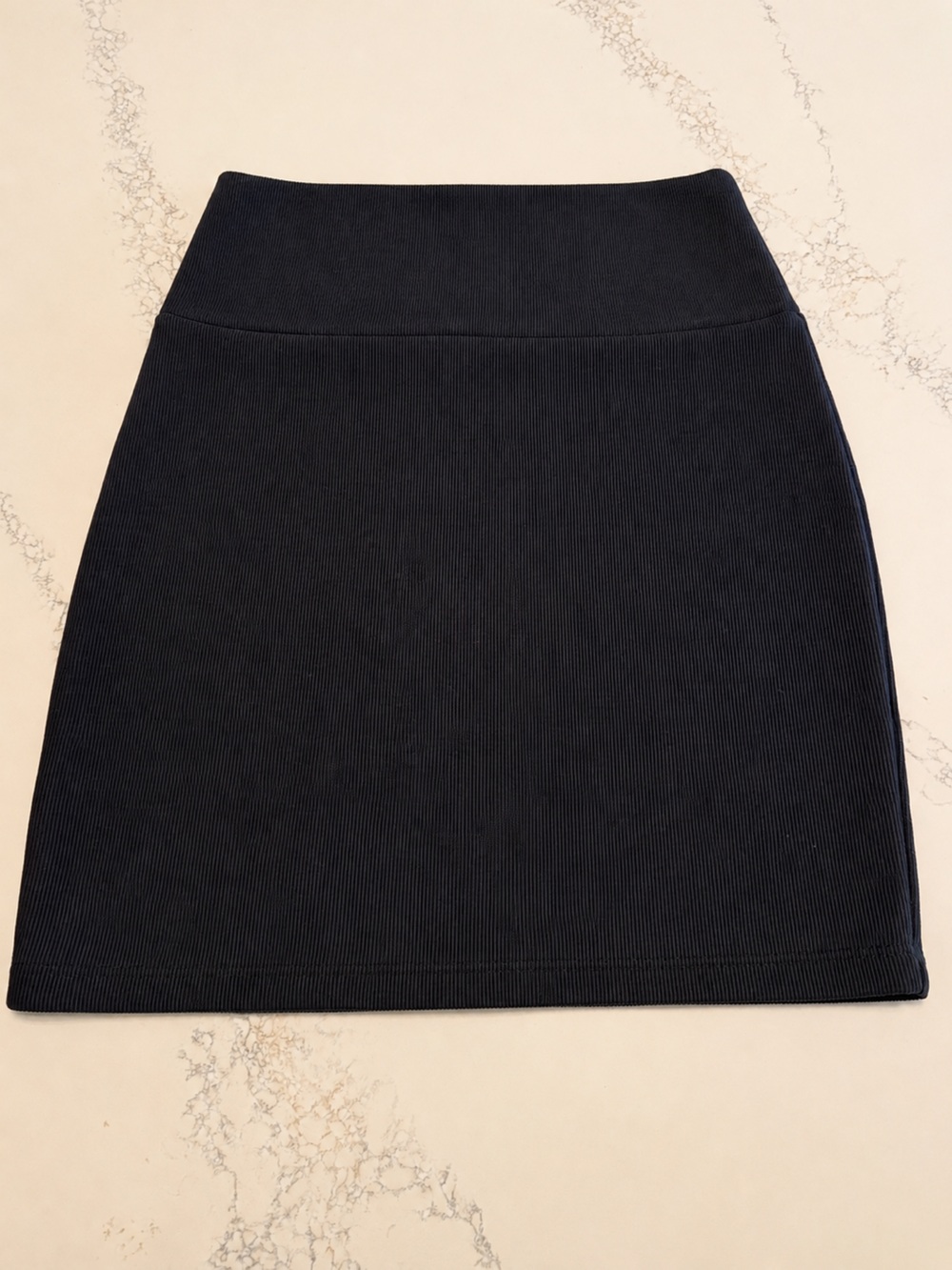 Black Ribbed mini skirt 17 1/2” zipper back